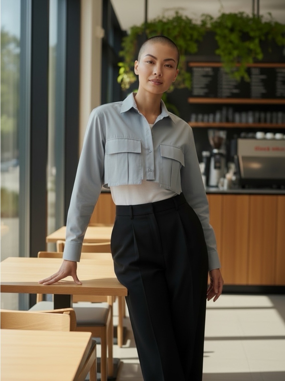 Zara Cropped Utility Jacket in Light Gray - Picture 3 of 8
